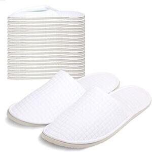 New Anmerl 8 Pairs White Slip On Universal Unisex Breathable Basic Spa Slippers